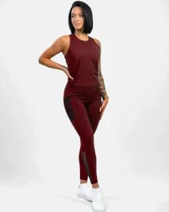 Mesh Pocket Leggings Dark Burgundy*Gavelo