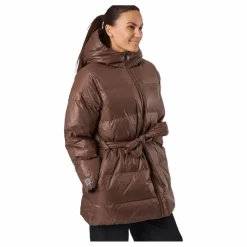 Svea Mid Length Beltet Coat Dark Bark Brun New
