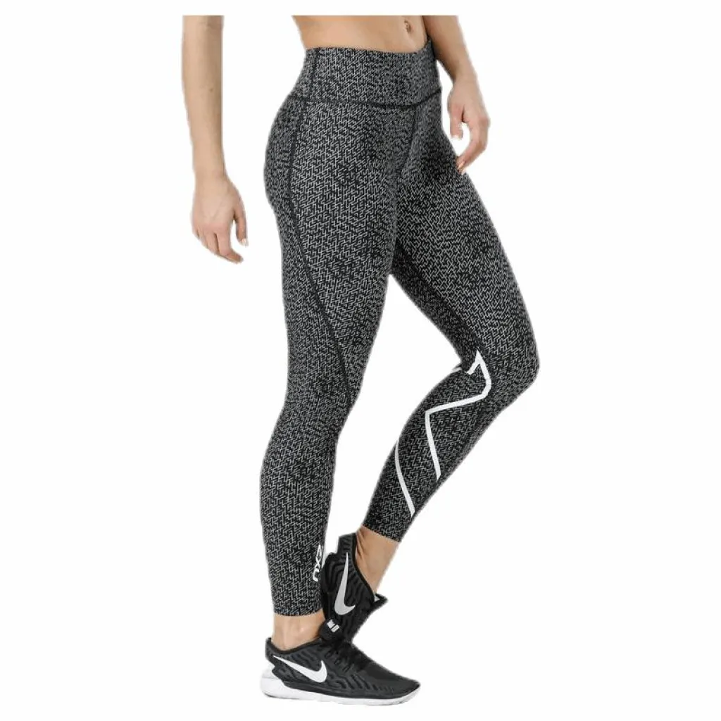 Mid-Rise Compression Print Tights W White/Black*2XU Clearance