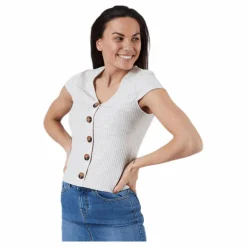 Only Nella S/S Button Top Beige Discount