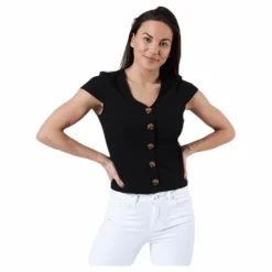Nella S/S Button Top Black*Only Best