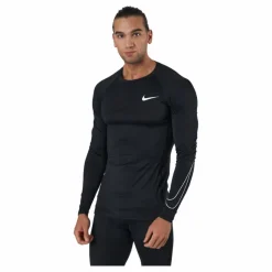 Nike Pro Dri-FIT Men's Tight Fit Long-Sleeve Top BLACK/WHITE Svart Best
