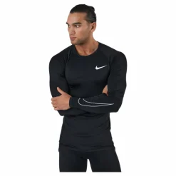 Nike Pro Dri-FIT Men's Tight Fit Long-Sleeve Top BLACK/WHITE Svart Best