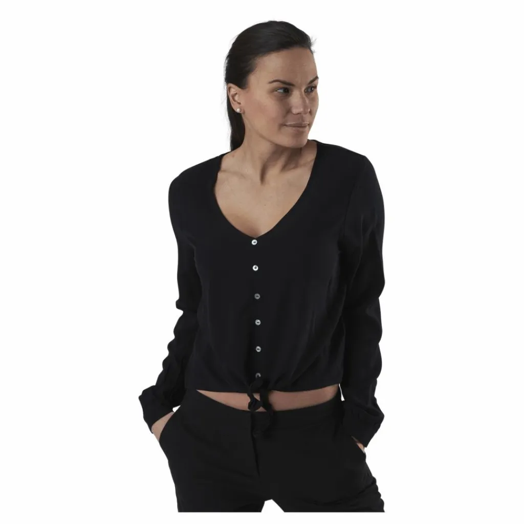 Only Nina Life L/S Tie Shirt Wvn Black Svart Hot