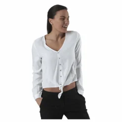Nina Life L/S Tie Shirt Wvn White*Only Hot