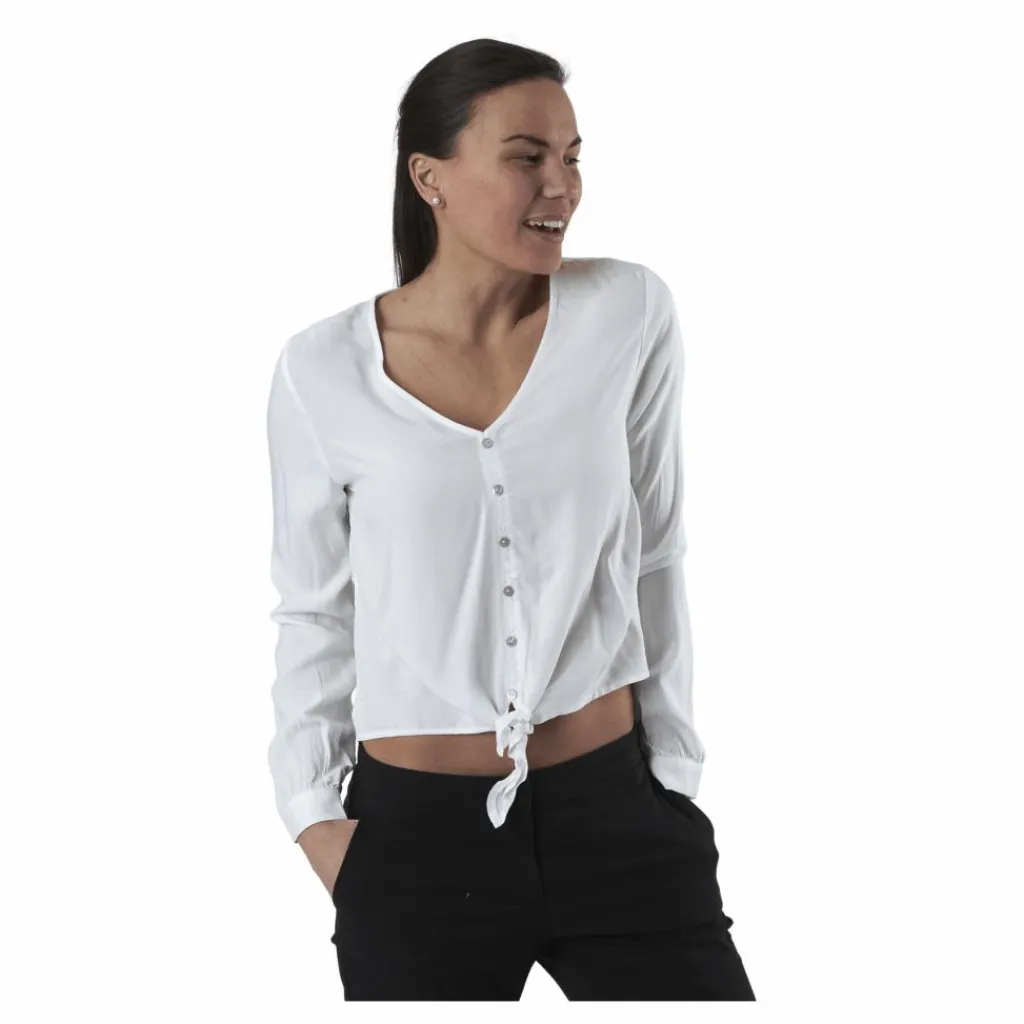 Nina Life L/S Tie Shirt Wvn White*Only Hot