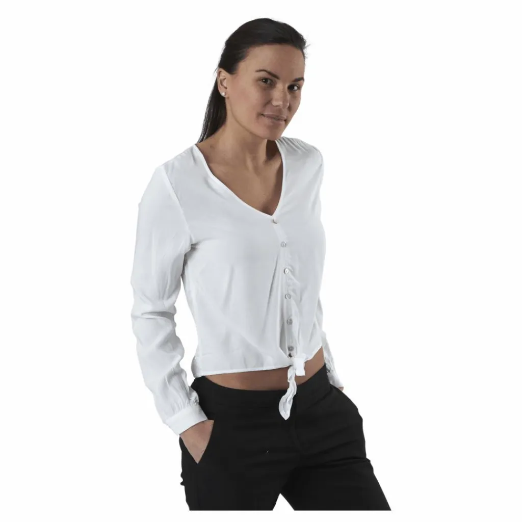 Nina Life L/S Tie Shirt Wvn White*Only Hot