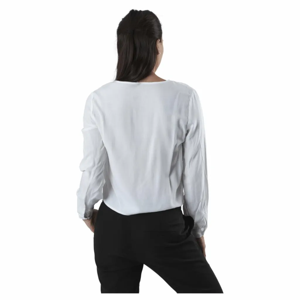 Nina Life L/S Tie Shirt Wvn White*Only Hot