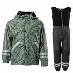 Lindberg Nordskog Fleece-Lined Rain Set Green Grön Best