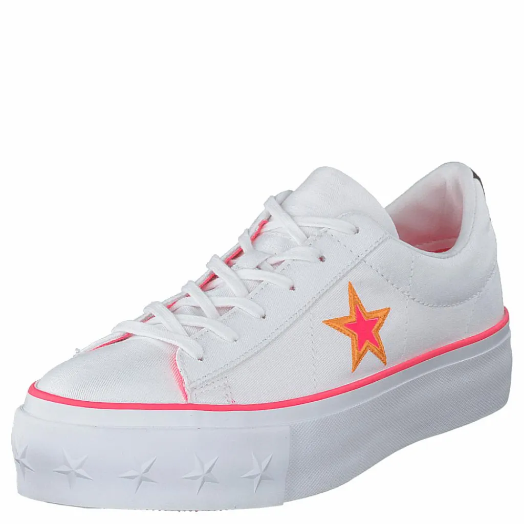 Converse One Star Platform White / Racer Pink / Orange Vit Online
