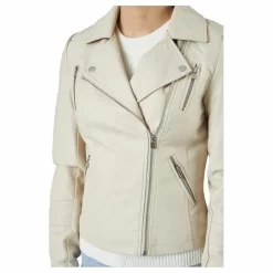 Only Onlgemma Faux Leather Biker Ot Silver Lining Beige Sale
