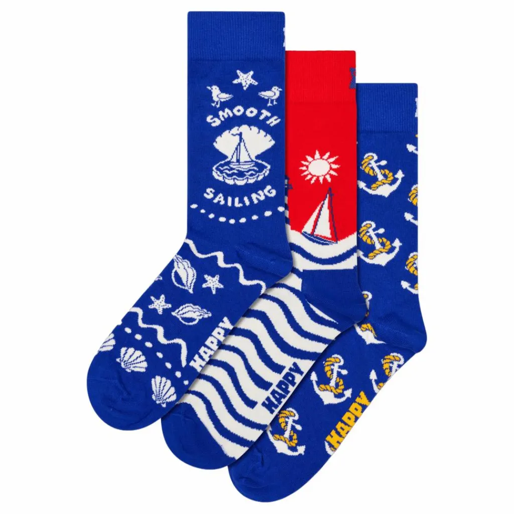 Happy Socks 3-pack Smooth Sailing Socks Gi Blue Blå Hot