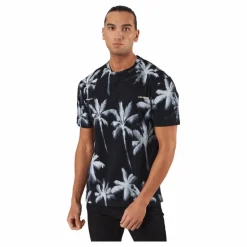 Jack & Jones Palm Tree Print T-shirt Blue Svart Discount