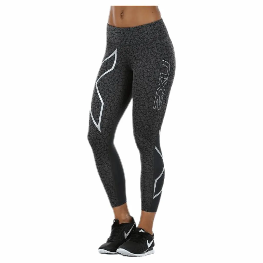 Patterned Mid-Rise Compression 7/8 Tights Black/Grey*2XU Discount