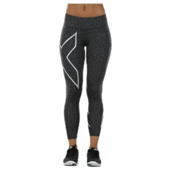 Patterned Mid-Rise Compression 7/8 Tights Black/Grey*2XU Discount