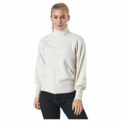Pieces Pccava Ls High Neck Knit  Bc Birch Vit Discount
