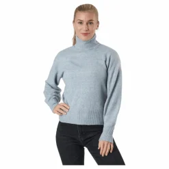 Pieces Pccava Ls High Neck Knit  Bc Light Grey Melange Grå Online
