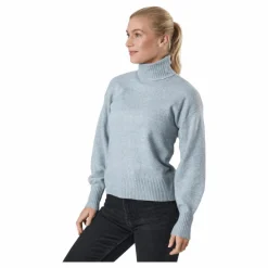 Pieces Pccava Ls High Neck Knit  Bc Light Grey Melange Grå Online