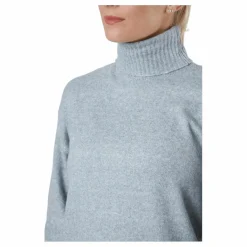Pieces Pccava Ls High Neck Knit  Bc Light Grey Melange Grå Online