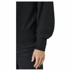 Pieces Pccava Ls High Neck Knit  Bc Black Svart Clearance