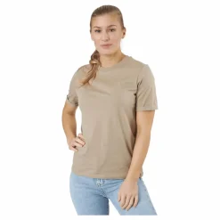 Pieces Pcria Ss Fold Up Solid Tee  Bc Silver Mink Beige Outlet