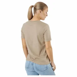 Pieces Pcria Ss Fold Up Solid Tee  Bc Silver Mink Beige Outlet
