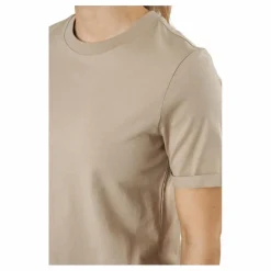 Pieces Pcria Ss Fold Up Solid Tee  Bc Silver Mink Beige Outlet