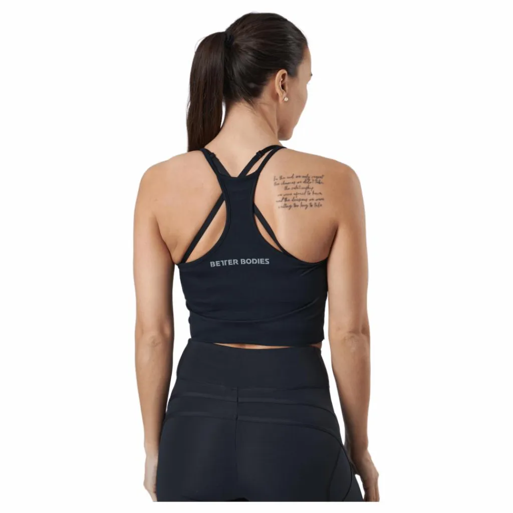 Better Bodies Performance Crop Hal Black Svart New