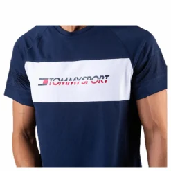 Tommy Hilfiger Sport Performance Mesh Tee Blue Blå