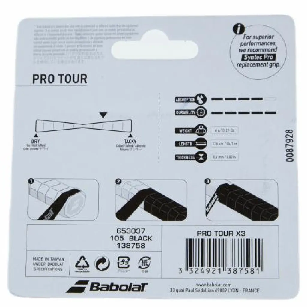 Pro Tour Grip 3-pack Black*Babolat Sale