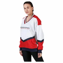 Tommy Hilfiger Sport Pull Over Jacket With Iconic Rib Red Röd New