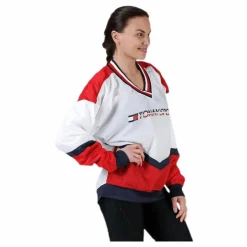 Tommy Hilfiger Sport Pull Over Jacket With Iconic Rib Red Röd New