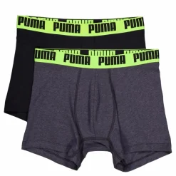 Puma Men Everyday Basic Boxer Dark Grey Melange / Yellow Grå Clearance