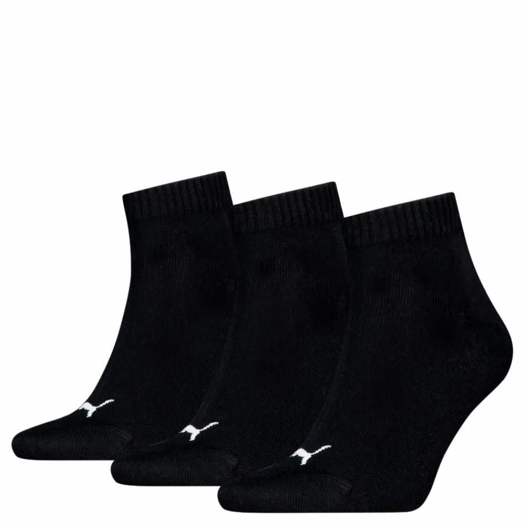 Puma Unisex Quarter Plain 3p Black Svart Outlet