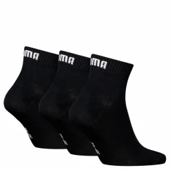 Puma Unisex Quarter Plain 3p Black Svart Outlet