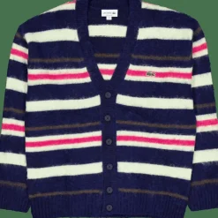 Lacoste Relaxed Fit Striped Alpaca Woo Navy /pollen 0-bigarr Blue Online