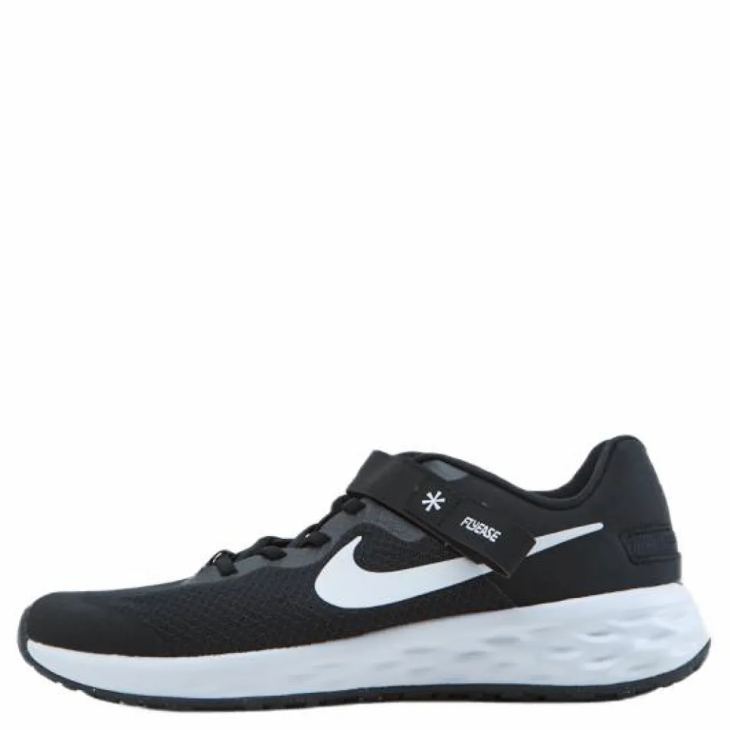 Nike Revolution 6 FlyEase Big Kids' Easy On/Off Road Running Shoes BLACK/WHITE-DK SMOKE GREY New
