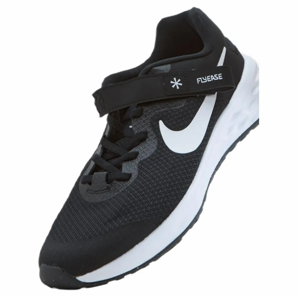 Nike Revolution 6 FlyEase Big Kids' Easy On/Off Road Running Shoes BLACK/WHITE-DK SMOKE GREY New
