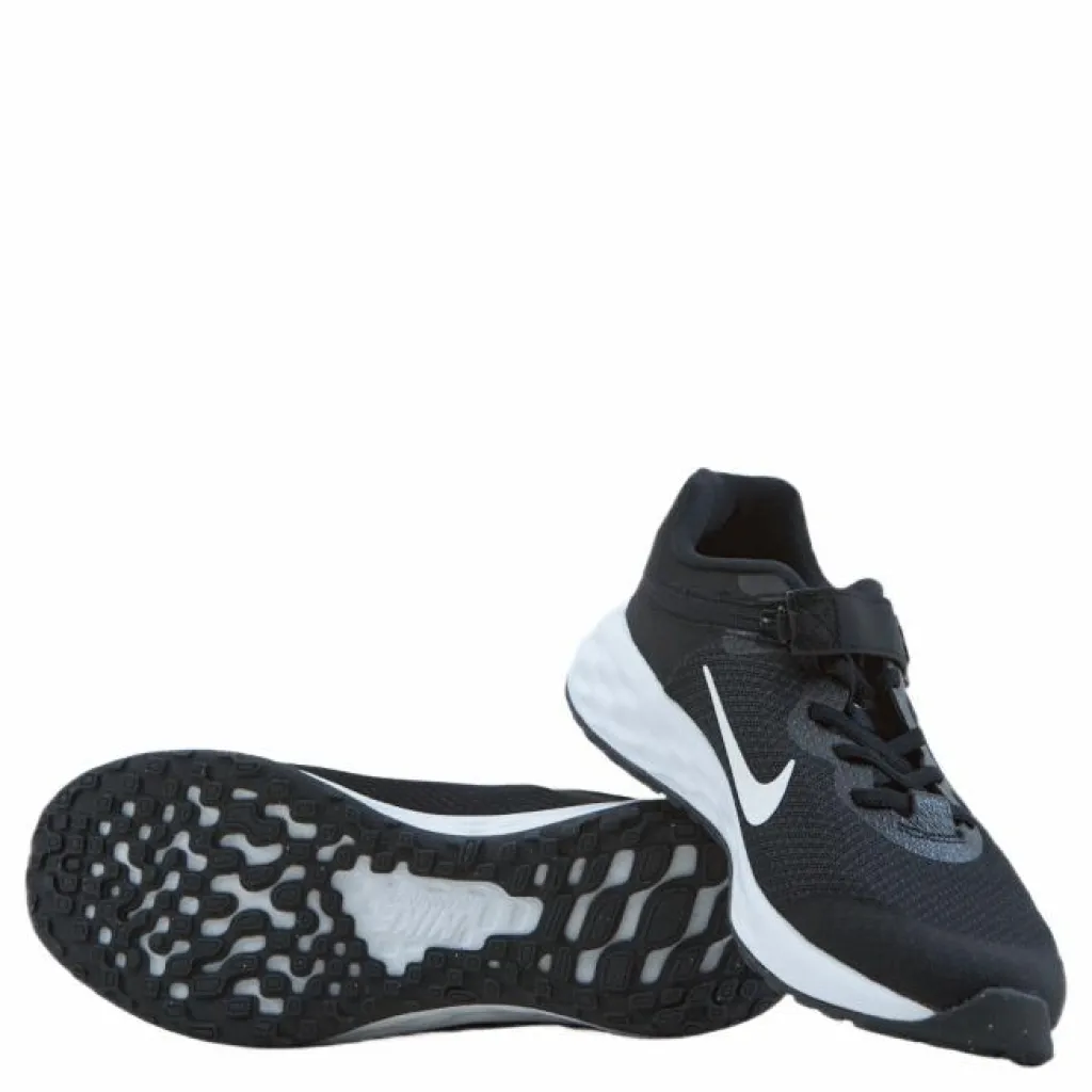 Nike Revolution 6 FlyEase Big Kids' Easy On/Off Road Running Shoes BLACK/WHITE-DK SMOKE GREY New
