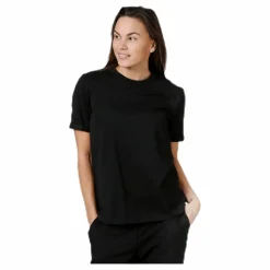 Pieces Ria Ss Fold Up Solid Tee Black Svart Sale