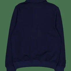Lacoste Ribbed Cotton Polo Collar Swea Navy Blue New