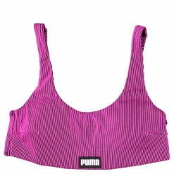 Puma Ribbed Scoop Neck Top Pink/black Rosa New