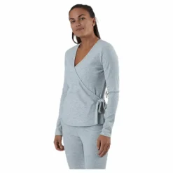 Pieces Rosa Wrap Top Lounge Bc Grey Grå Discount