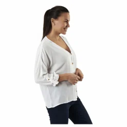 Pieces Sanne 3/4 Fold-Up Top White Vit Sale