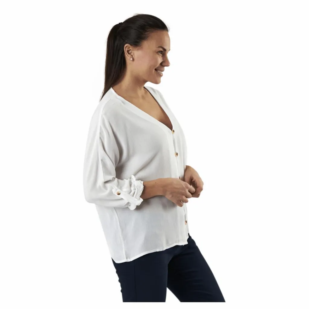 Pieces Sanne 3/4 Fold-Up Top White Vit Sale