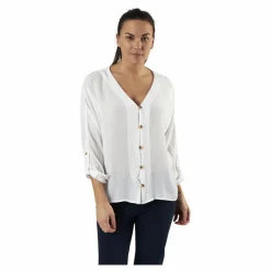 Pieces Sanne 3/4 Fold-Up Top White Vit Sale