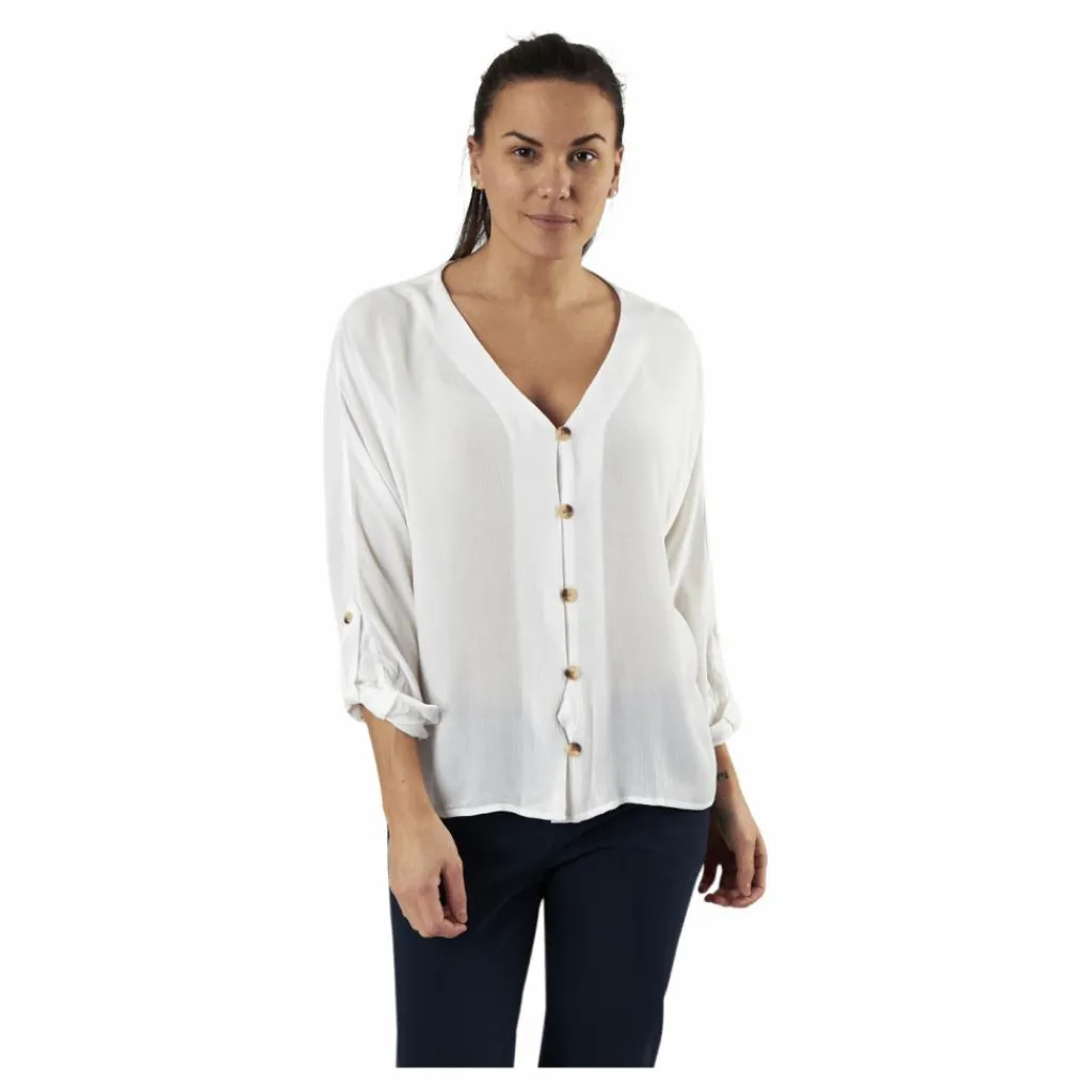 Pieces Sanne 3/4 Fold-Up Top White Vit Sale
