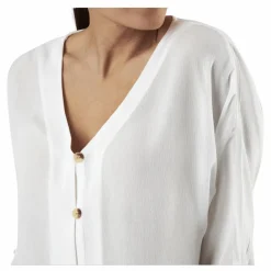 Pieces Sanne 3/4 Fold-Up Top White Vit Sale