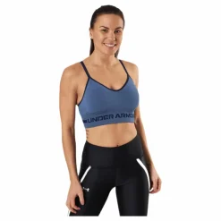 Seamless Low Long Htr Bra Blue*Under Armour Discount