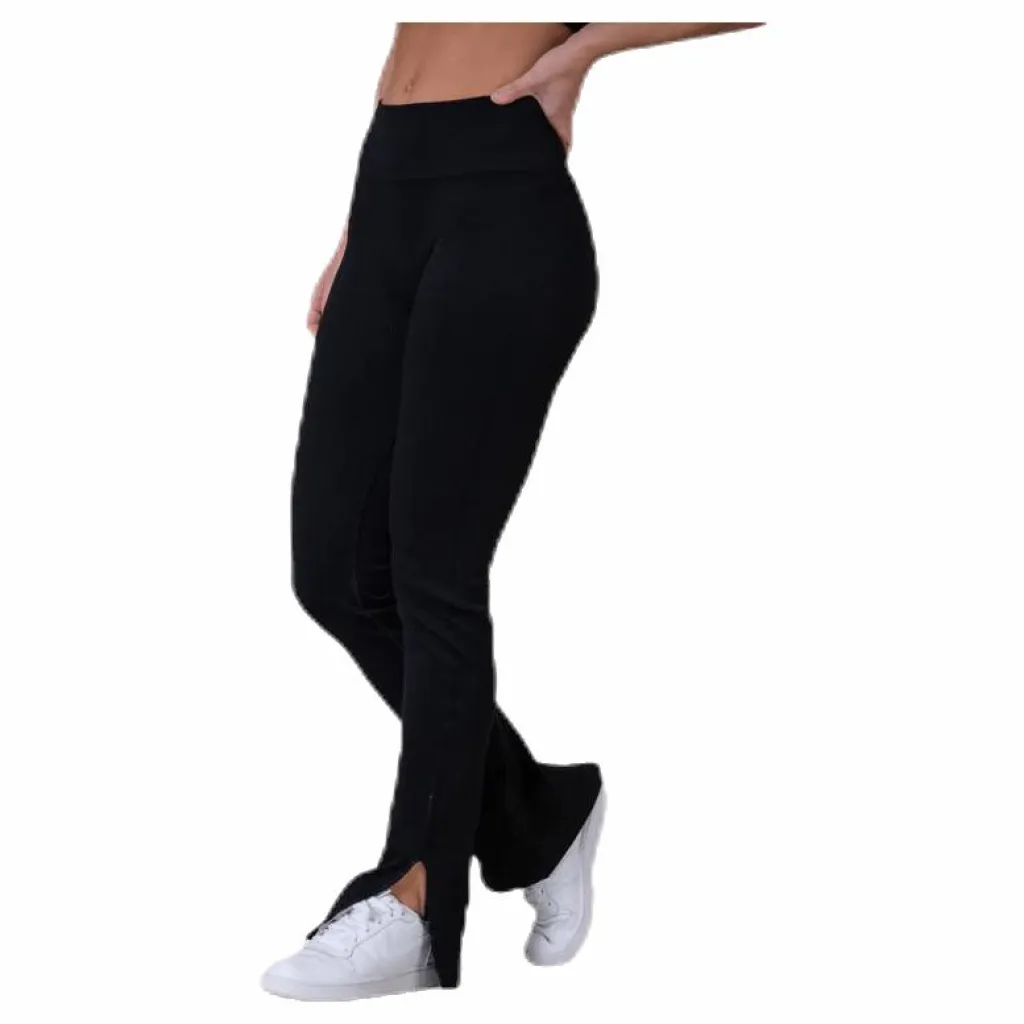 Casall Seamless Rib Slit Pants Black Svart Discount